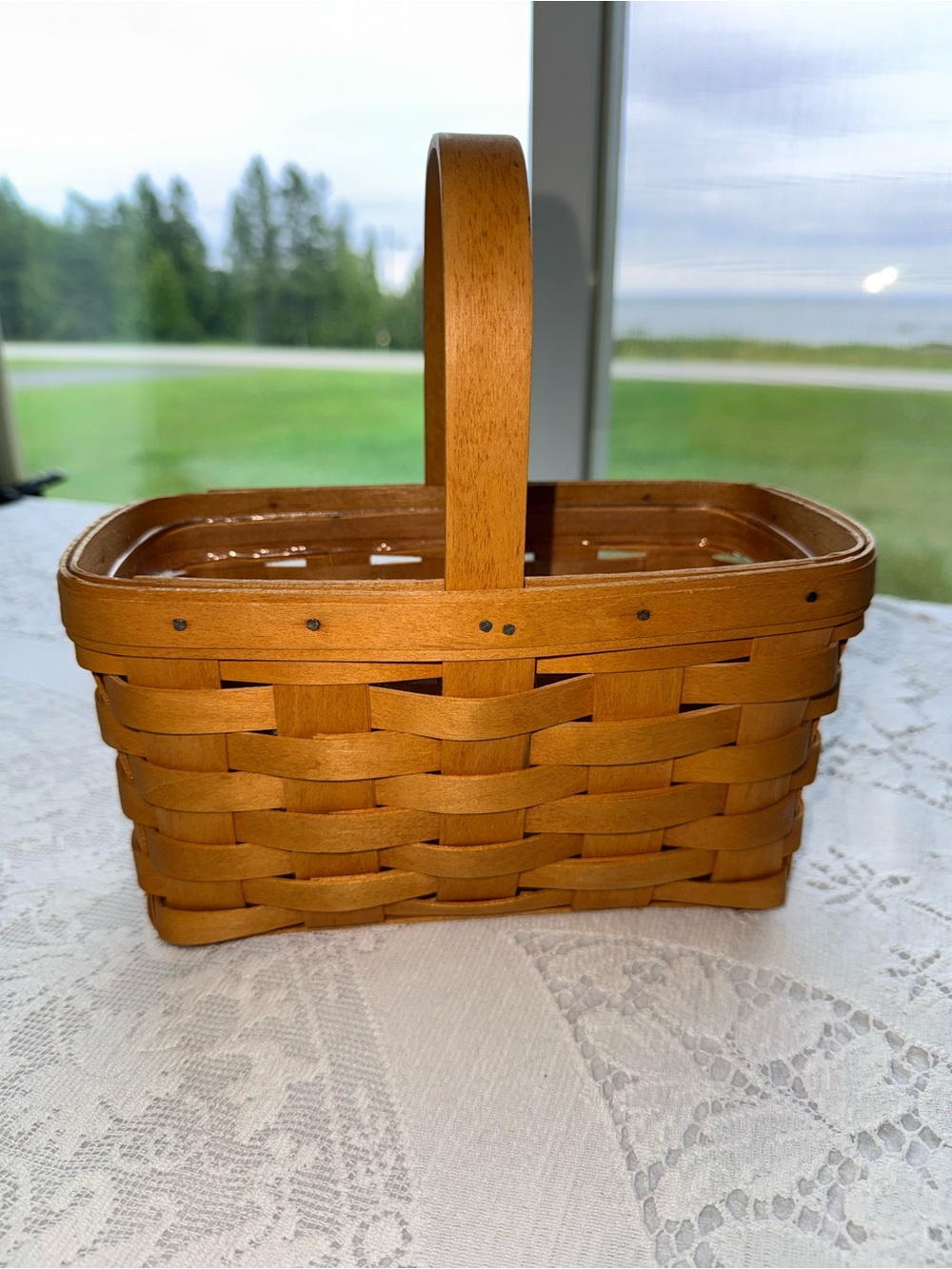 Vintage 2002 Longaberger Handwoven Small Basket with Plastic Liner – USA Made
